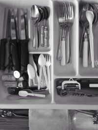 Row of objects on shelf