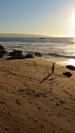 Scenic view of beach against clear sky