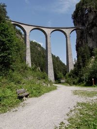 Road by bridge against sky