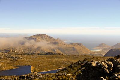 Scenic view of mountains against sky