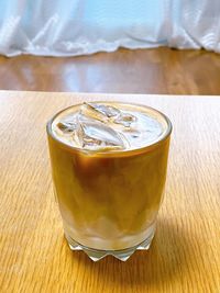 High angle view of coffee on table