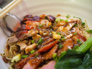 Close-up of food served in plate