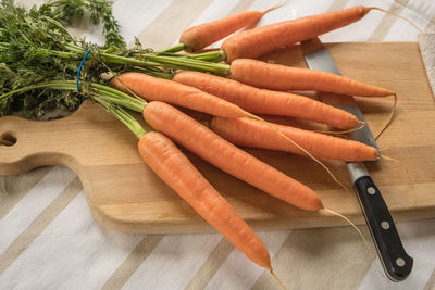 High angle view of vegetables on table