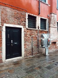 Red door of building