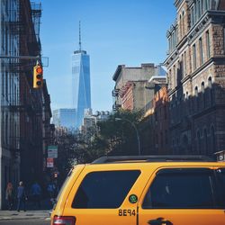 One world trade center seen from city street