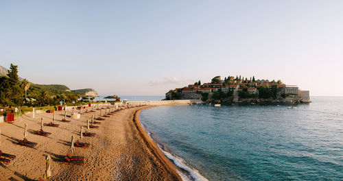 Scenic view of sea against clear sky