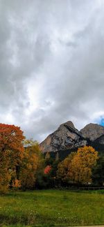 Scenic view of landscape against sky during autumn