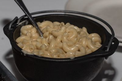 Close-up of pasta in bowl on table