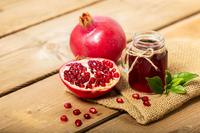 Close-up of strawberries on table