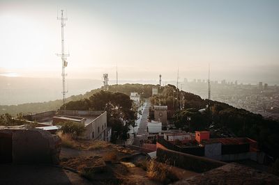 High angle view of cityscape against sky