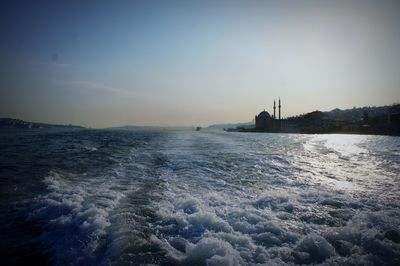 Scenic view of sea at sunset