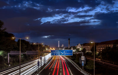 Light trails on highway at night