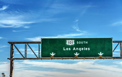 Low angle view of information sign against sky