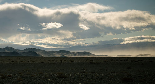 Scenic view of arid landscape against sky