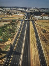 High angle view of railroad tracks