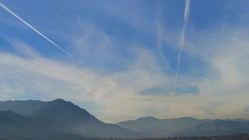 Low angle view of vapor trail in sky