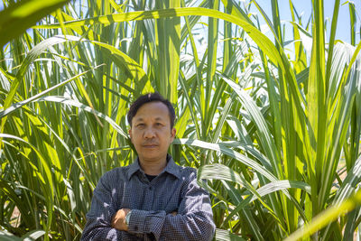 Portrait of man in field