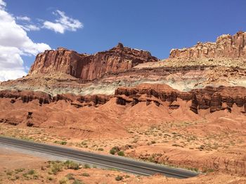 Scenic view of rocky mountains against sky