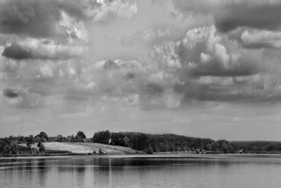 Scenic view of lake against sky