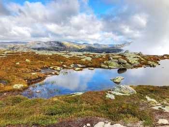 Scenic view of lake against sky