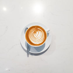 High angle view of coffee on table