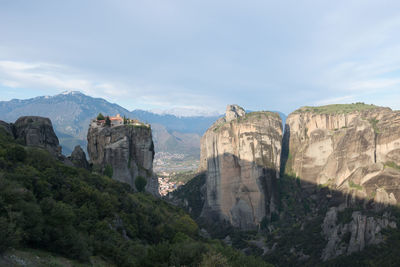 Panoramic view of rocky mountains against sky