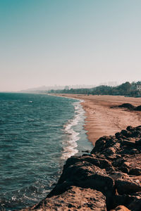 Scenic view of sea against clear sky