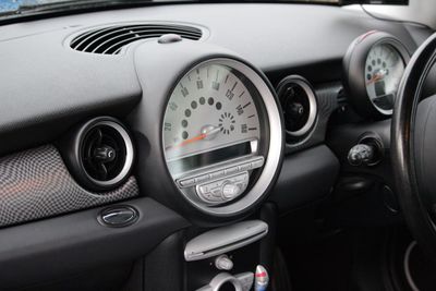 Close-up of dashboard in car 