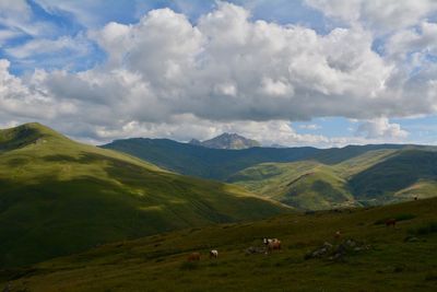 Scenic view of mountains against sky