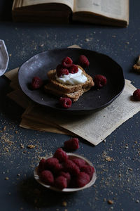 Close-up of food in plate on table
