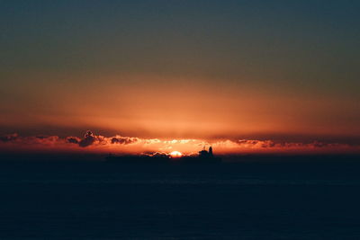 Scenic view of sea against sky at sunset