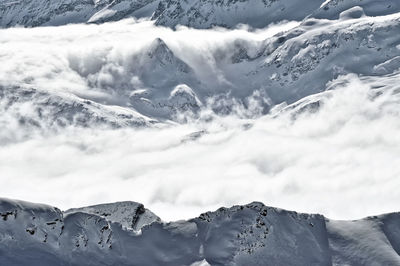 Scenic view of snow mountains