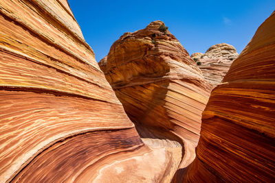 Low angle view of rock formations