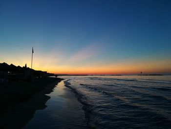 Scenic view of beach against sky during sunset