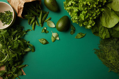 High angle view of food on table