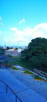 High angle view of swimming pool against sky