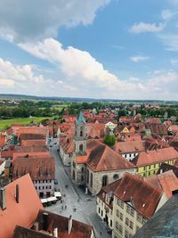 High angle view of townscape against sky