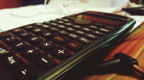 Close-up of computer keyboard on table