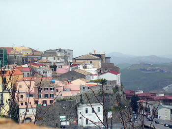 High angle view of townscape against sky