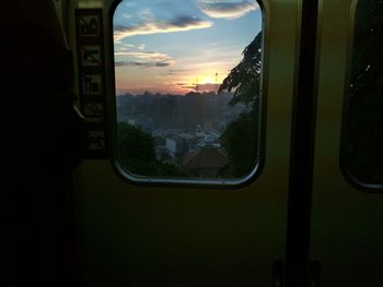 Train seen through window