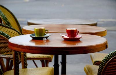 Close-up of coffee cup on table