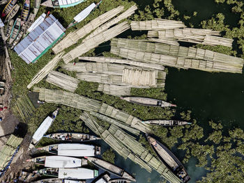 High angle view of buildings in city