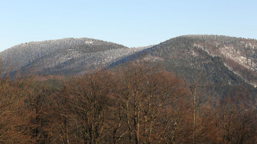 Scenic view of mountains against clear sky