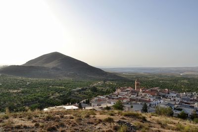 Scenic view of mountains against clear sky