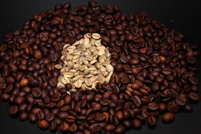 Close-up of coffee beans on table