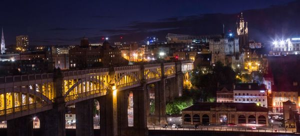 Illuminated cityscape at night