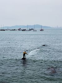 Scenic view of sea against clear sky