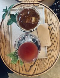 High angle view of coffee on table