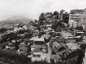 High angle view of cityscape against sky