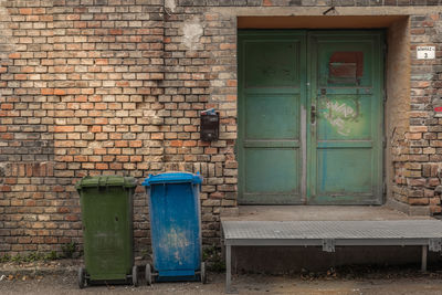 Closed door of house